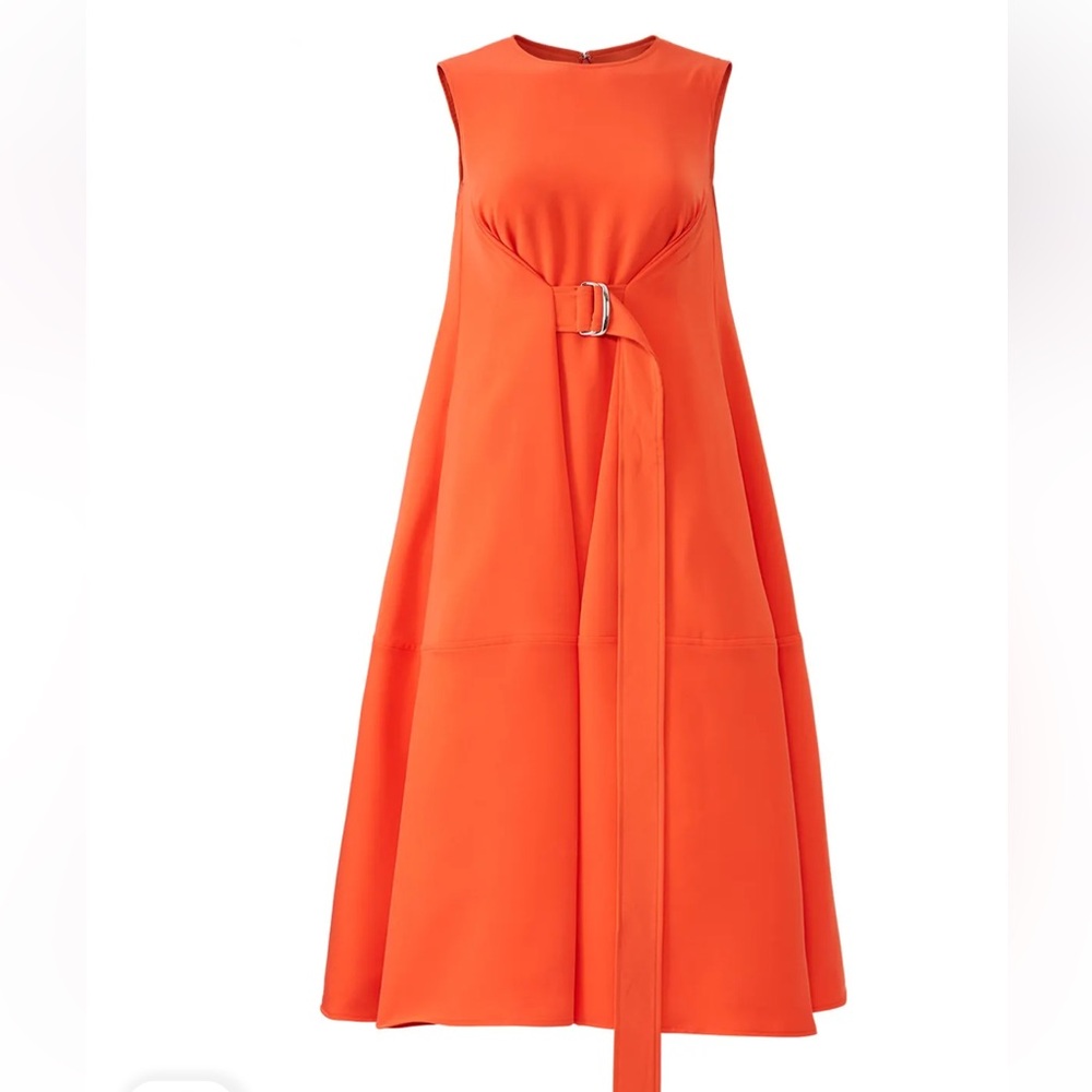 Adeam Belted Parachute Midi Dress in Orange Size 8